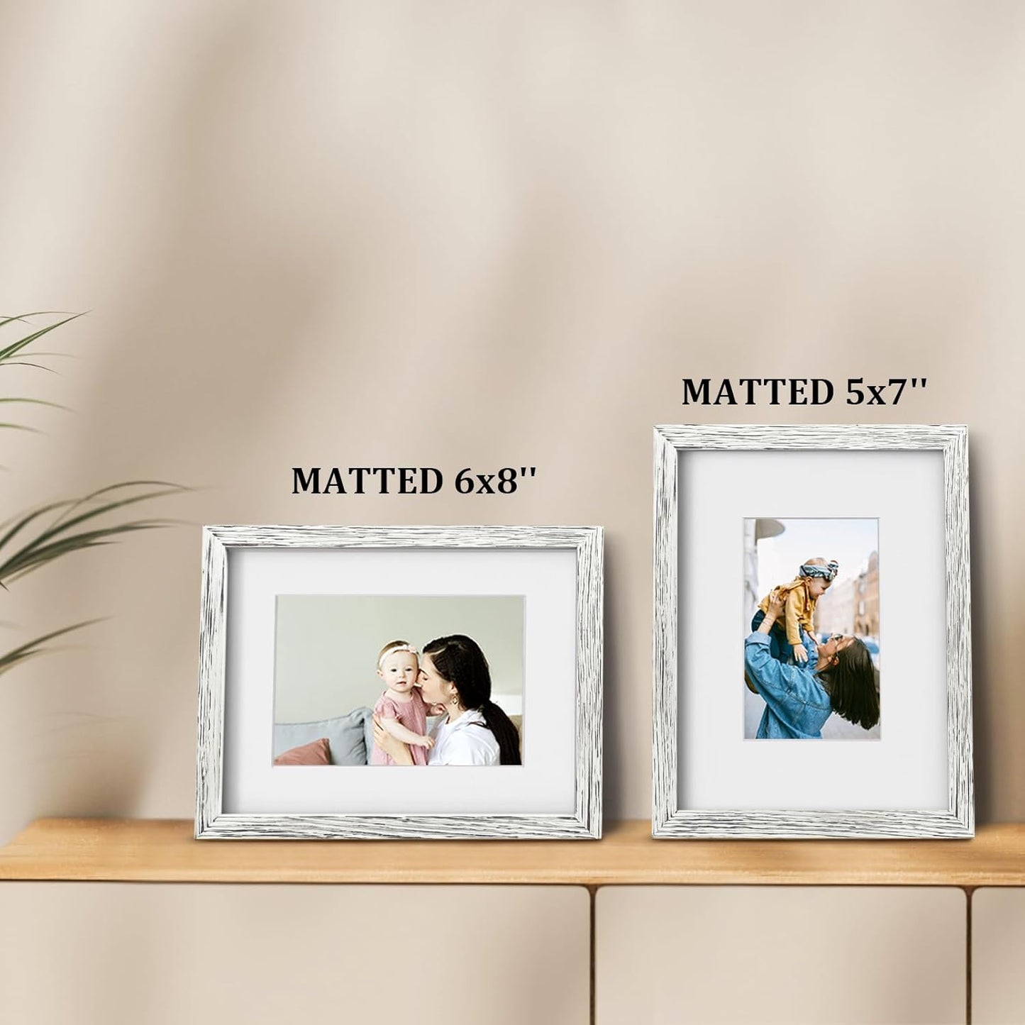 Egofine 9x12 Picture Frames Set of 4, Made of Solid Wood Covered by Plexiglass 5x7 and 6x8 with Mat or 9x12 without Mat, for Table Top Display and Wall Mounting Photo Frame Driftwood White