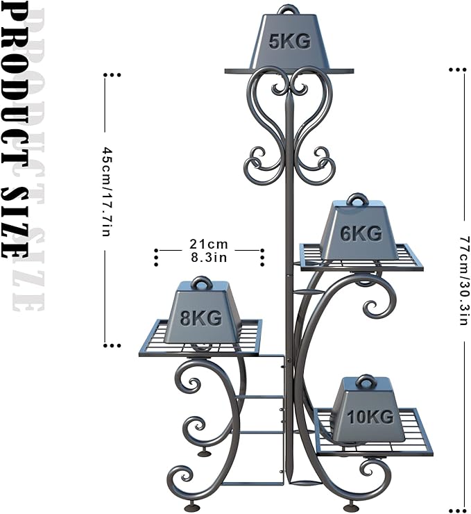 ZHAZHADI Metal Plant Stand Indoor Outdoor - 4 Tier Flower Pot Holder Shelf - Wrought Iron Planter Display Rack - Corner Vertical Shelves Organizer for Garden Patio Lawn balcony…