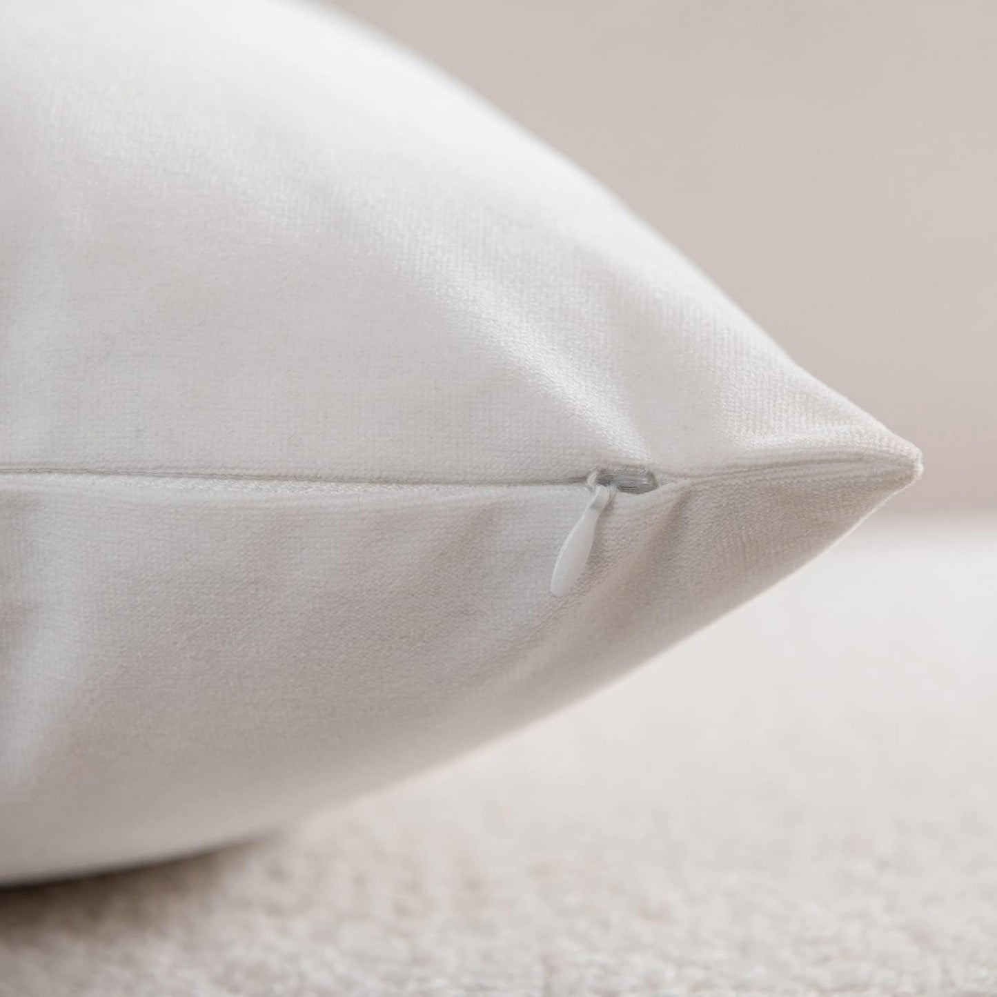 Decorative Pillow Cases 20x20 White: 2 Pack Cozy Soft Polyester Square Throw Pillow Covers for Farmhouse Home Decor