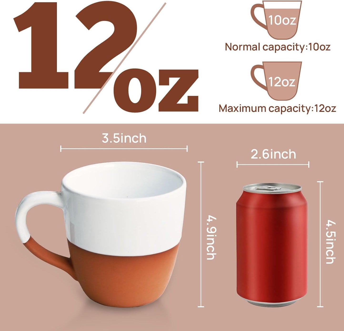 Coffee Mugs Set of 4 Western Style 12oz Ceramic Coffee Cups with Comfortable Handle Microwave and Dishwasher Safe Large Mugs for Coffee Tea Latte Kitchen or Gift