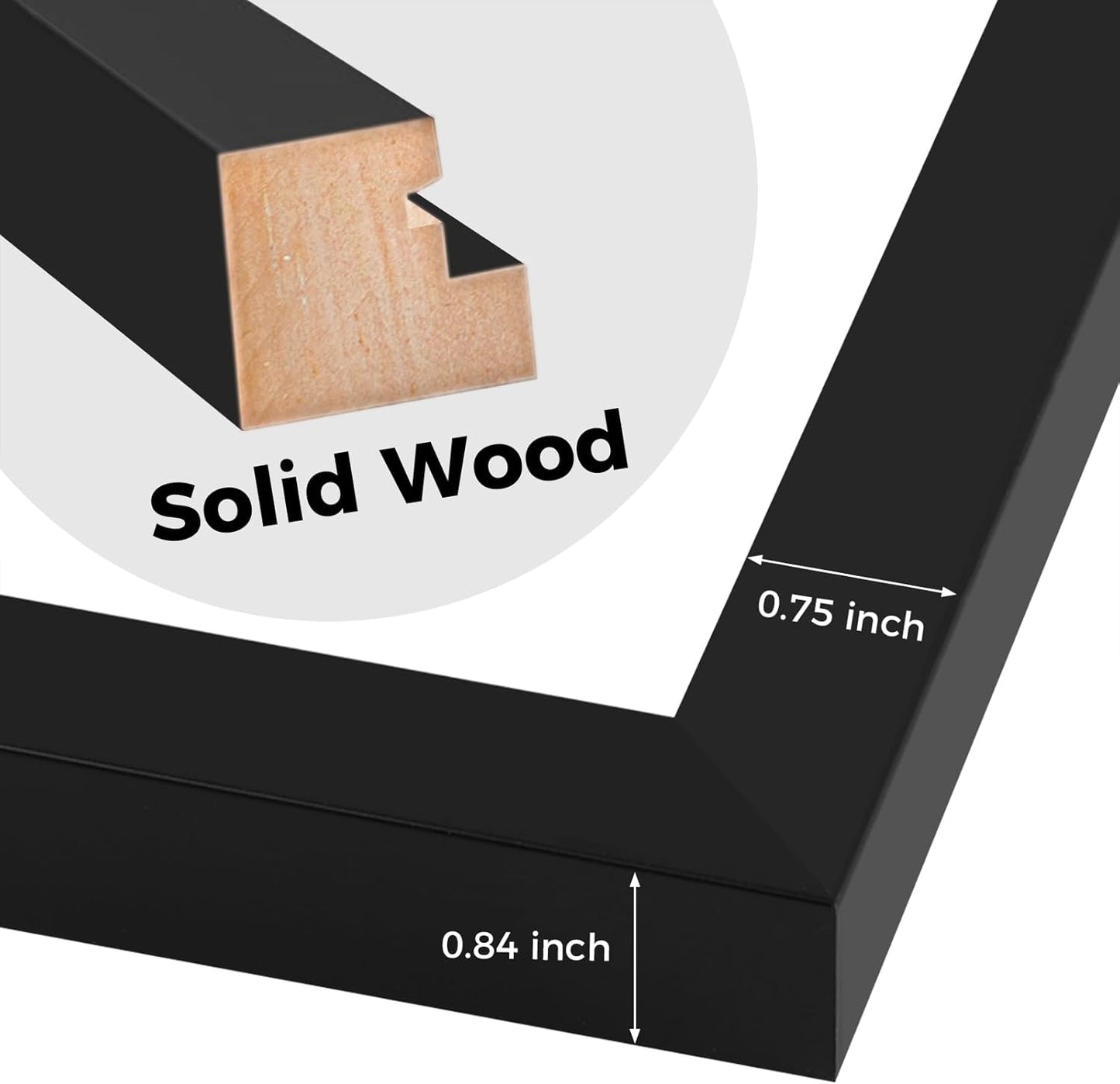 Golden State Art, 8x10 Collage Picture Frame - Solid Wood with Tempered Glass - 12x20 Multi Picture Frame - Displays (2) 8"x10" Photos or One 12"x20" Poster - Black Collage Wall Decor