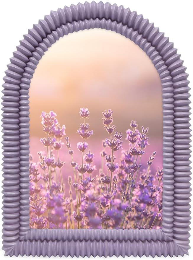 Isaac Jacobs 4x6 Matte Lavender Double Bead Arch Photo Frame with Black Fabric Easel, Tabletop, Wall-Mountable, Shelf and Desk, Decorative Art Design, Home Décor (4x6, Matte Lavender)