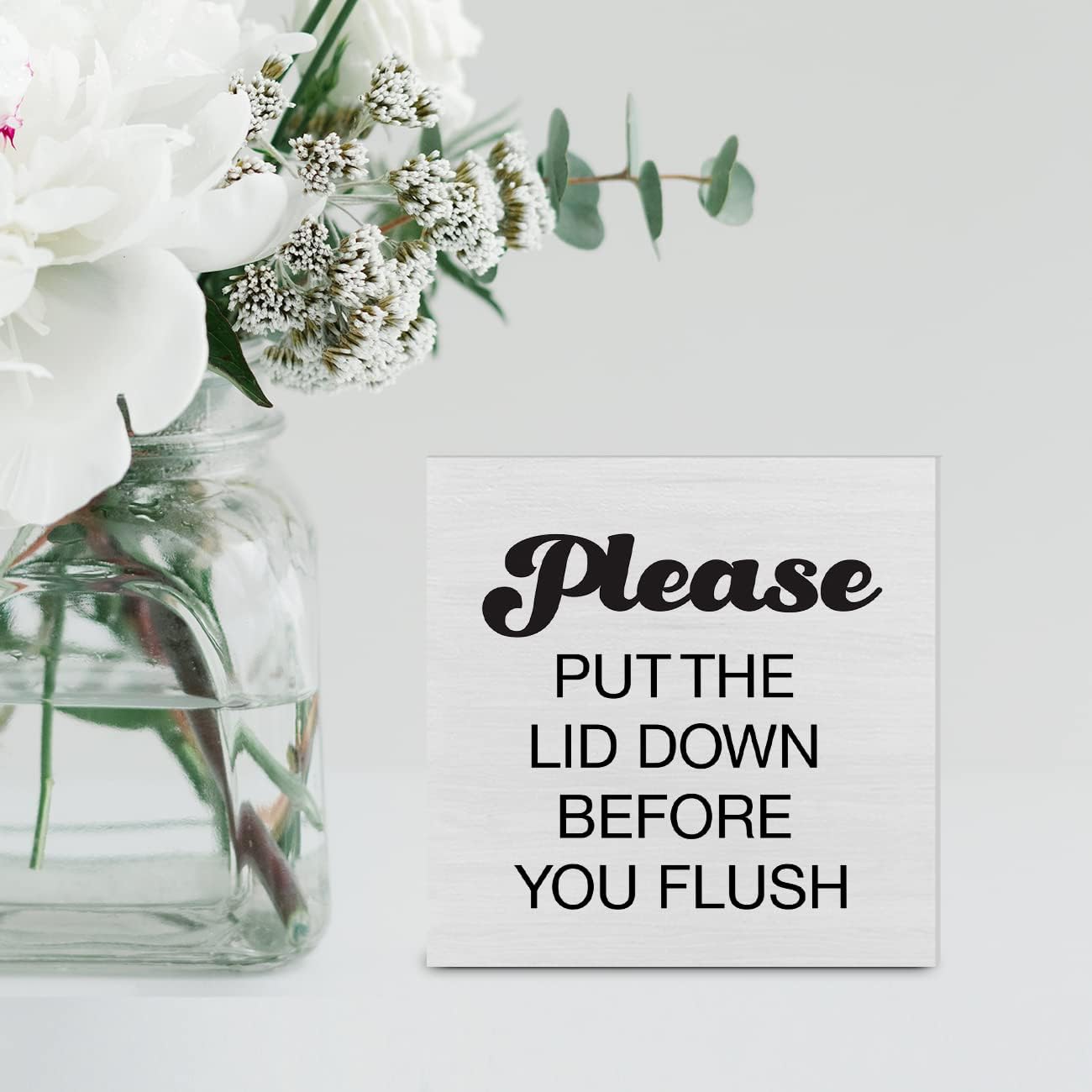 Country Humor Bathroom Wood Box Sign Decor Desk Sign Please Put the Lid Down Wooden Box Block Sign Home Guest Husband Bathroom Shelf Wall Decoration