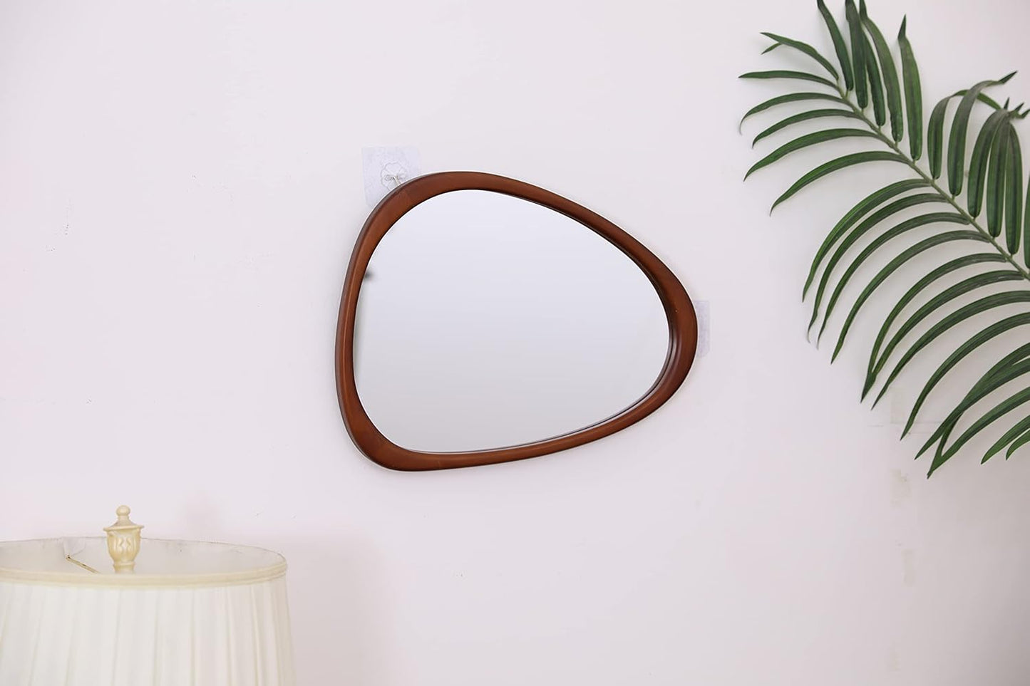 COOL2DAY Irregular Asymmetrical Wood Wall Frame Mirror, Abstract Decorative Odd Shaped Mirror for Living Room, Bedroom, Entryway, Bathroom Home Decor (18" x 22")