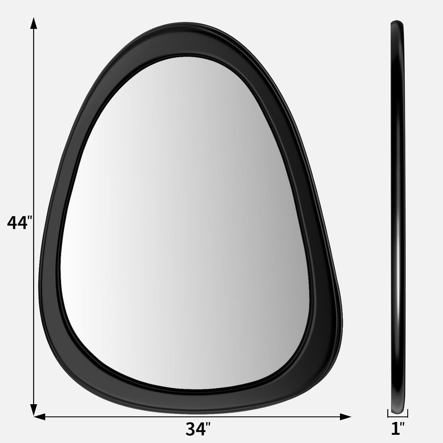 COOL2DAY Irregular Mirror,Asymmetrical Wood Wall Frame Abstract Assymetrical Decorative Mirror,Black Odd Shaped Mid Century Mirrors for Living Room Bedroom Entryway Bathroom Home Decor