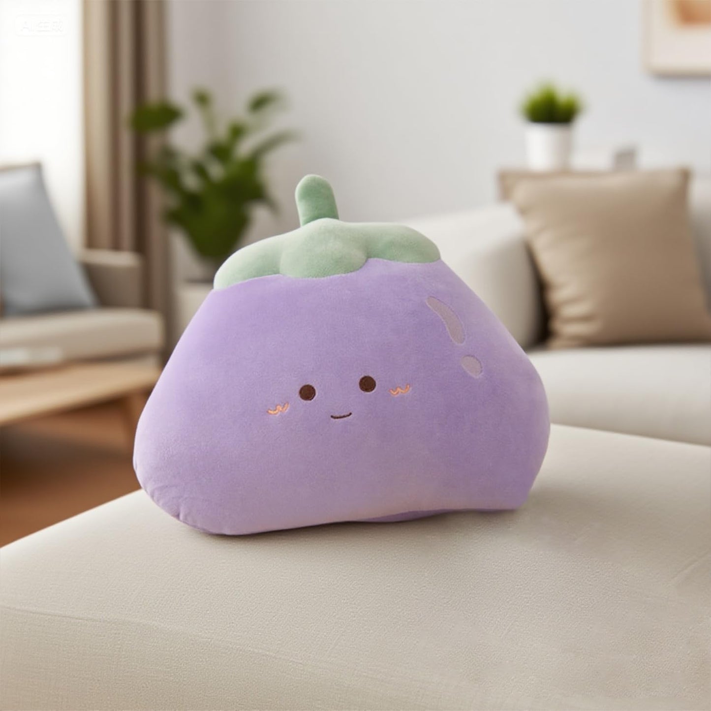 Eggplant Throw Pillows Decorative Cute Soft Vegetable Hugging Pillow Stuffed Food Soft Plush Cushion Décor for Birthdays Gifts Home Decor (Purple)
