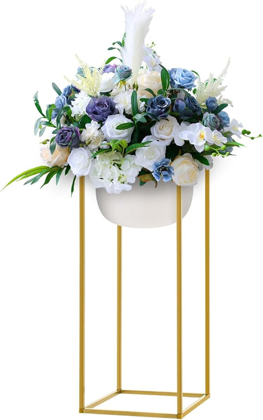 10 Pcs Metal Flower Stand for Wedding Centerpieces Stand Column Vases Wedding Flower Stand Rectangular Geometric Gold Centerpieces Stands for Wedding Decorations Home Party Event (10Pcs 23.62inch)