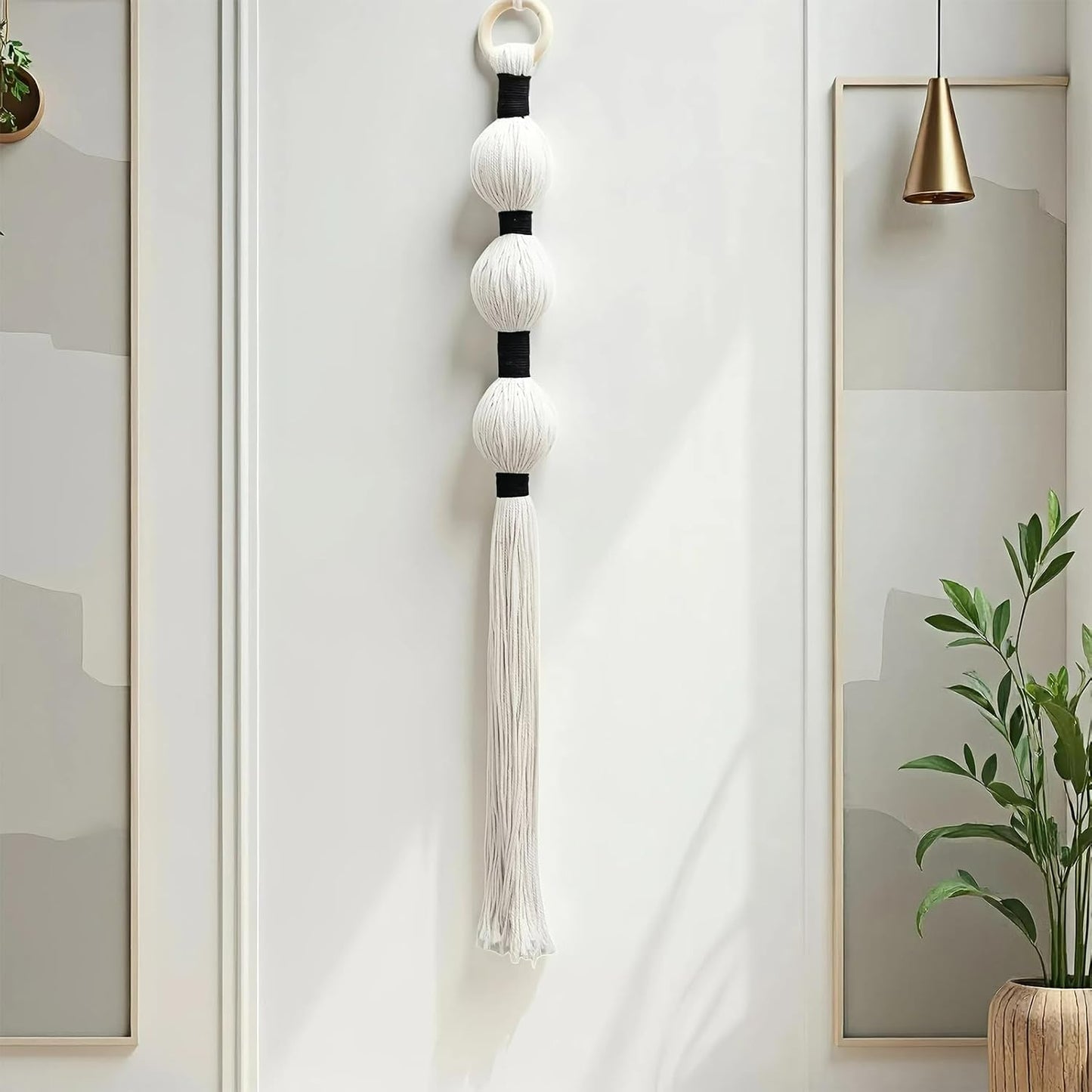 HYVAKUPPA Macrame Wall Hanging Boho Wall Decor Yarn Art Bohemian Handwoven Sphericity Cotton Textile Tapestry for Living Room Bedroom