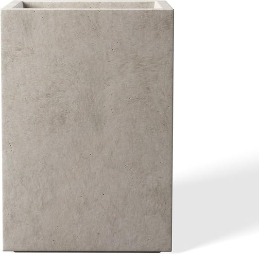 Kante 15.7" H Tall Rectangular Concrete Planters, Outdoor Indoor Lightweight Plant Pots with Drainage Hole and Rubber Plug, Modern Style for Home Garden Patio, Weathered Concrete