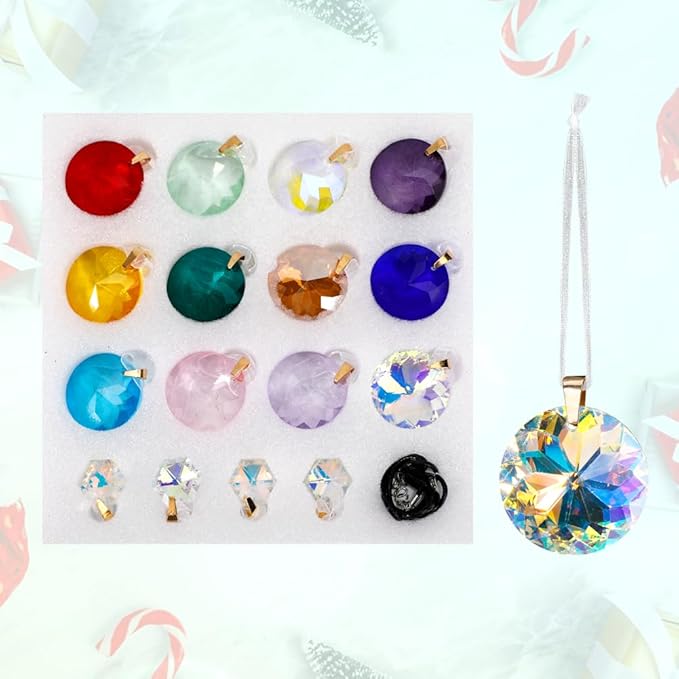 Worgree Crystal Christmas Ornaments Set, 16 Pcs Mini Colorful Crystal Glass Christmas Balls Ornaments for Xmas Tree Decorations Decorative Hanging Crystals Prism Ornaments for Wedding Party Home Decor