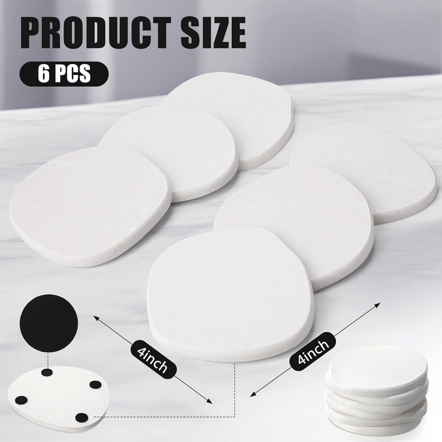 Diatomaceous Earth Coaster ，Set of 6，Unique White Absorbent Coasters for Drinks，Modern Aesthetic Instant Dry Stone Drink Coasters（6,White）