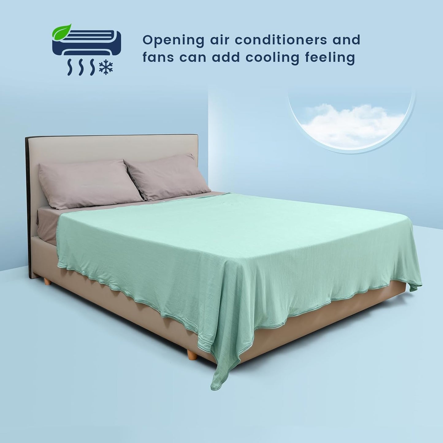 Cooling Blanket for Hot Sleepers, Summer Cool Throw for Hot Flashes or Night Sweats, Q-Max>0.4 Cool Fiber for Double Bed Couch Sofa, Lightweight Cold Blankets, Queen Size, 79x86 inch, Green