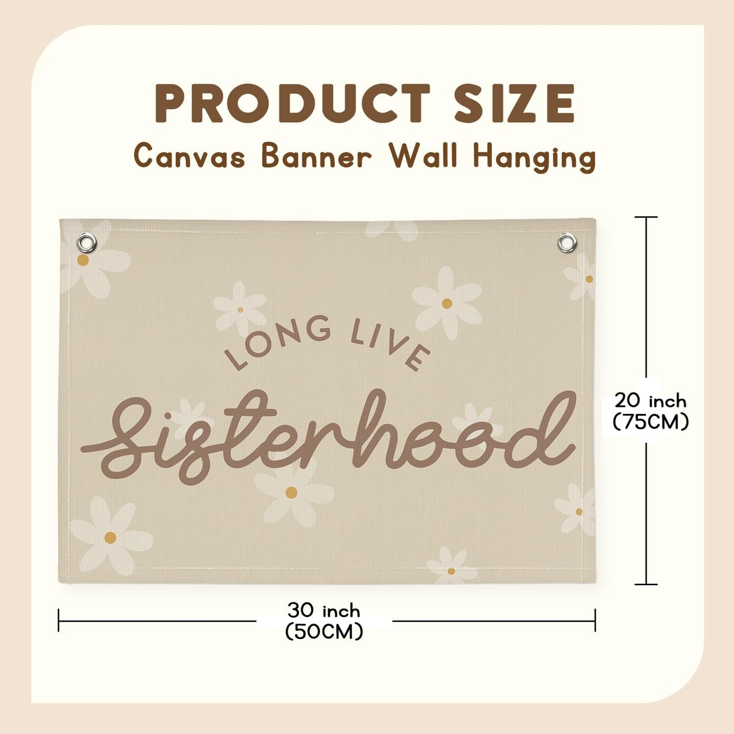 Cute Daisy Girls Room Decor, Long Live Sisterhood Linen Hanging Banner Flag,Boho Flower Banner for Nursery Playroom Wall Decor for Kids Bedroom Dorm Toddler Decorations 30x20,girlroom