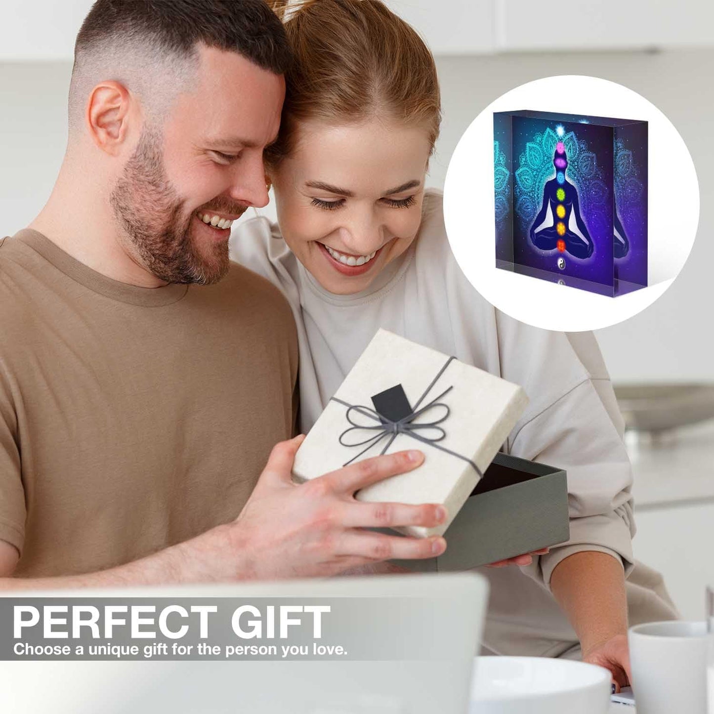 Desk Ornaments for Office Lotus, Meditation,Colorful Chakras Acrylic Counselor Presents for Women - Valentines Day Presents for Office Staff - Thank You Presents for Women Teacher