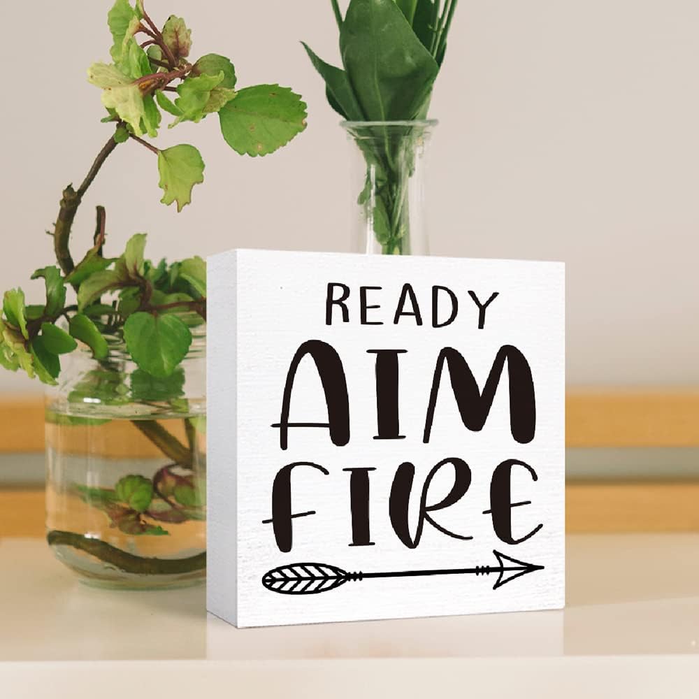 Funny Wood Sign - Aim Fire, Farmhouse Bathroom Decor
