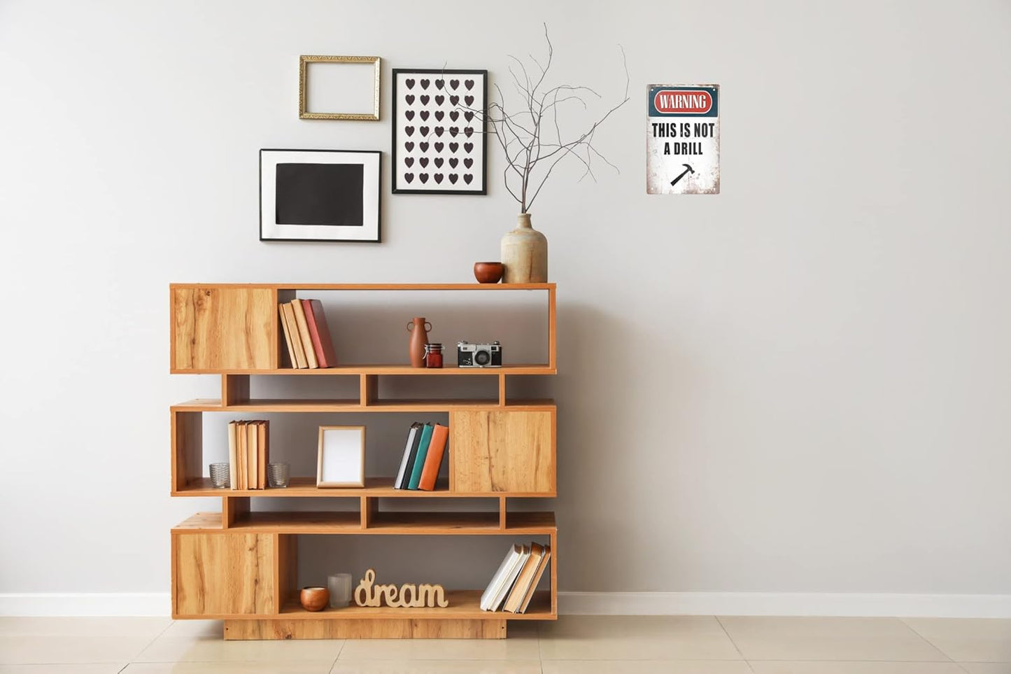 Funny Metal Tin Sign Decor Warning Sign Man Cave Garage Rustic Wood Decor This is Not A Drill Hammer Home Room Vintage Wall Poster Art Gift 8x12 in