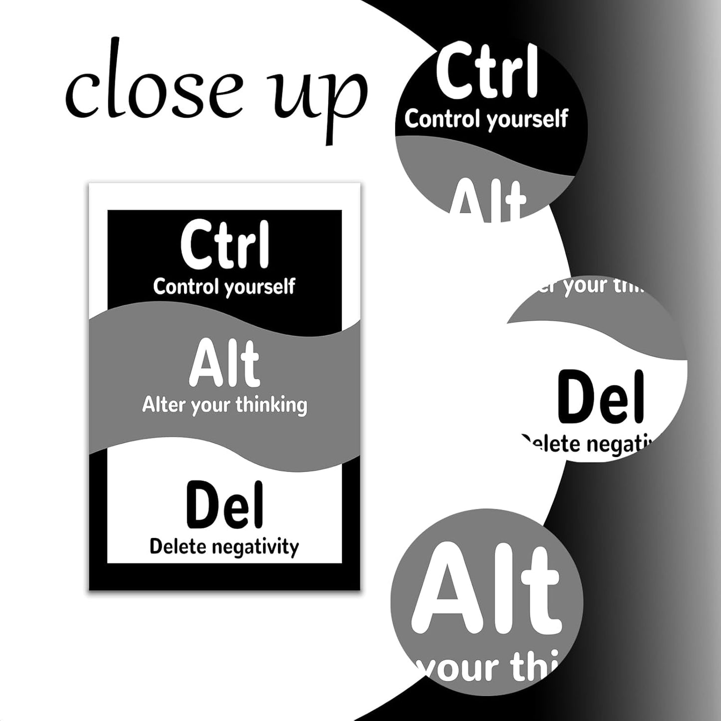 Inspirational Canvas Wall Art Ctrl Alt Del Motivational Home Decor Entrepreneur Quotes Picture Poster Modern Inspiring Artwork for Modern Home Bedroom Bathroom Gym Stretched and Framed [12''Wx18''H]