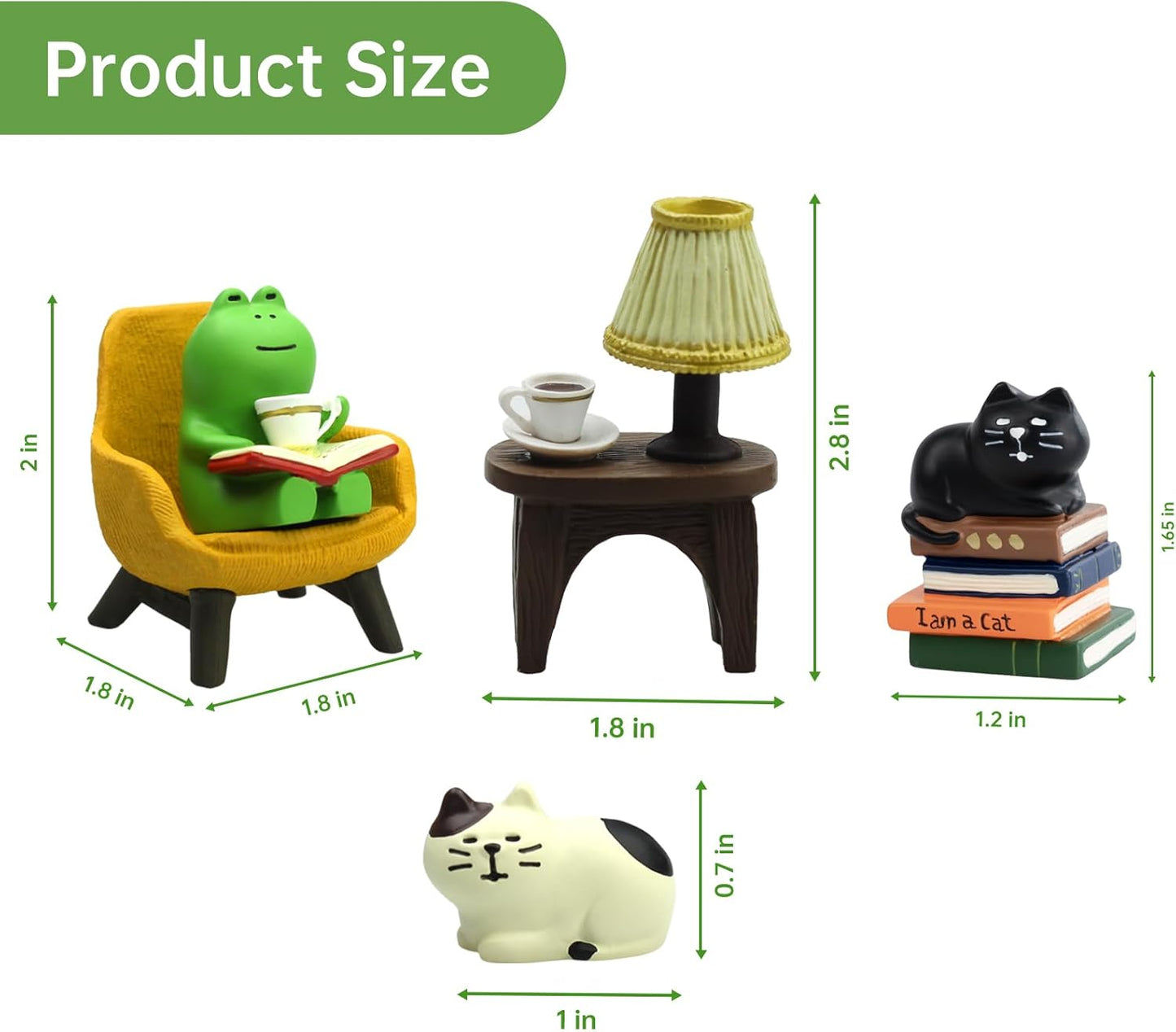 Cute Mini Frog and Cat Figurine for Office, Home Decoration Perfect Cute Frog and Cat Gift