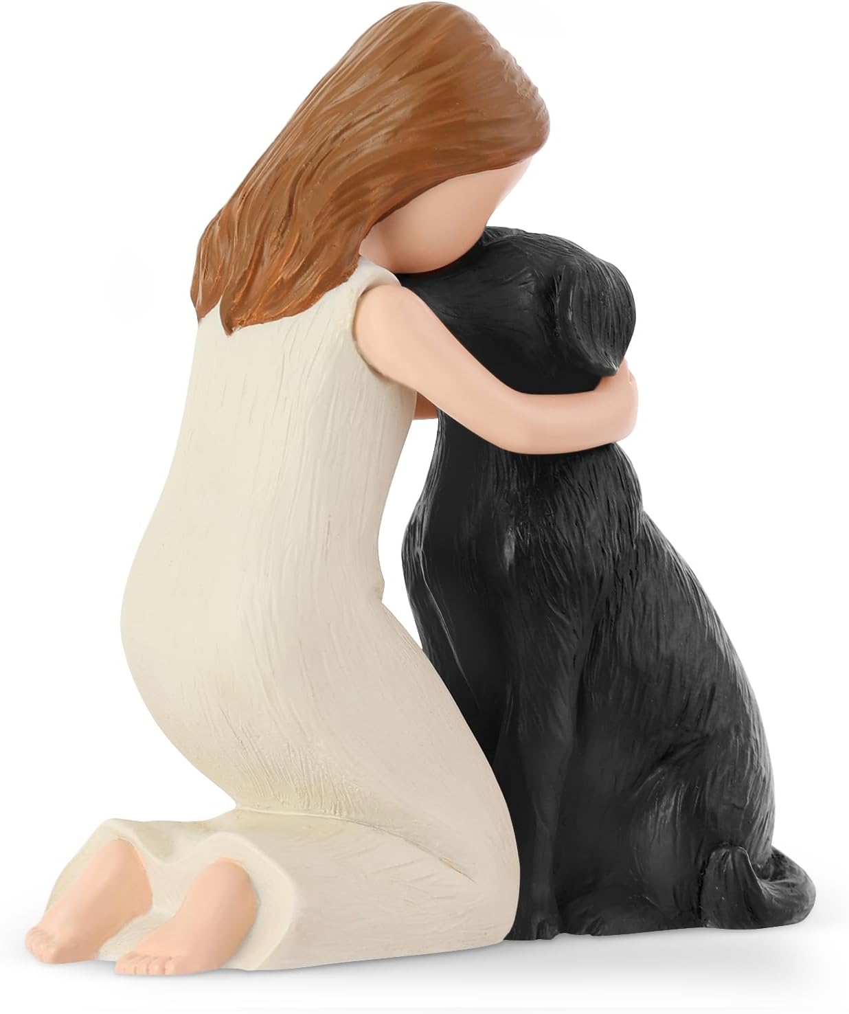 Love My Black Dog Figurines Statues, Black Dog Angel Friendship Remembrance Gifts, Sculpted Hand-Painted Figures for Dog Lovers