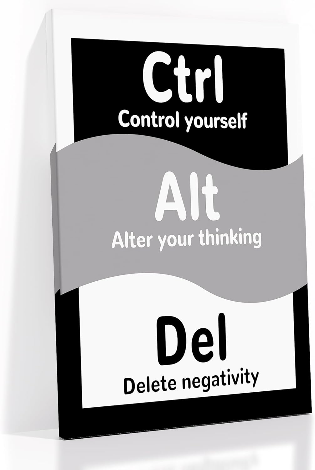 Inspirational Canvas Wall Art Ctrl Alt Del Motivational Home Decor Entrepreneur Quotes Picture Poster Modern Inspiring Artwork for Modern Home Bedroom Bathroom Gym Stretched and Framed [12''Wx18''H]