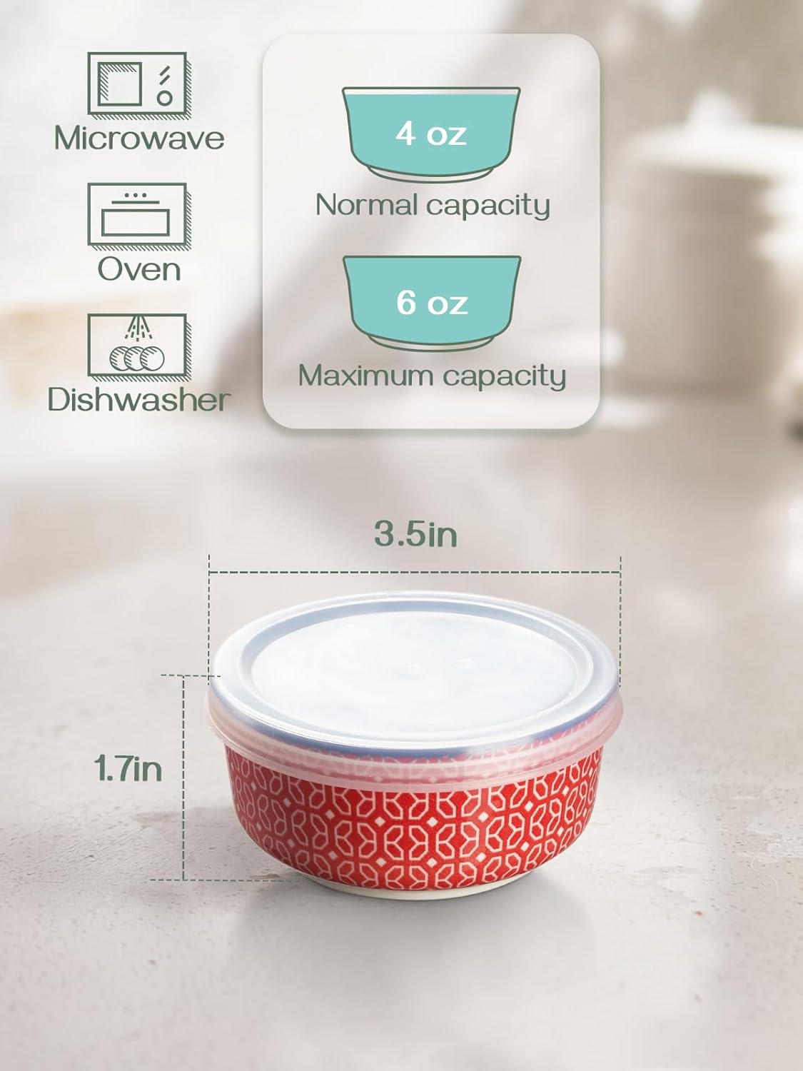 DOWAN Dipping Bowls with Lids, Ceramic Condiment Sauce Cups, 4 oz Dipping Sauce Bowls/Dishes for Charcuterie, Condiment, Tomato Sauce, Soy, BBQ and other Party Supplies, Kitchen Decor, Set of 6