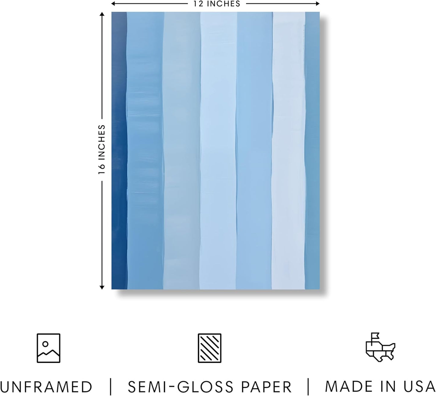 HAUS AND HUES Modern Abstract Wall Art - Blue and Green Living Room Art, Modern Artwork for Walls, Minimalist Picture for Living Room(Painted Stripes, Unframed, 12x16)