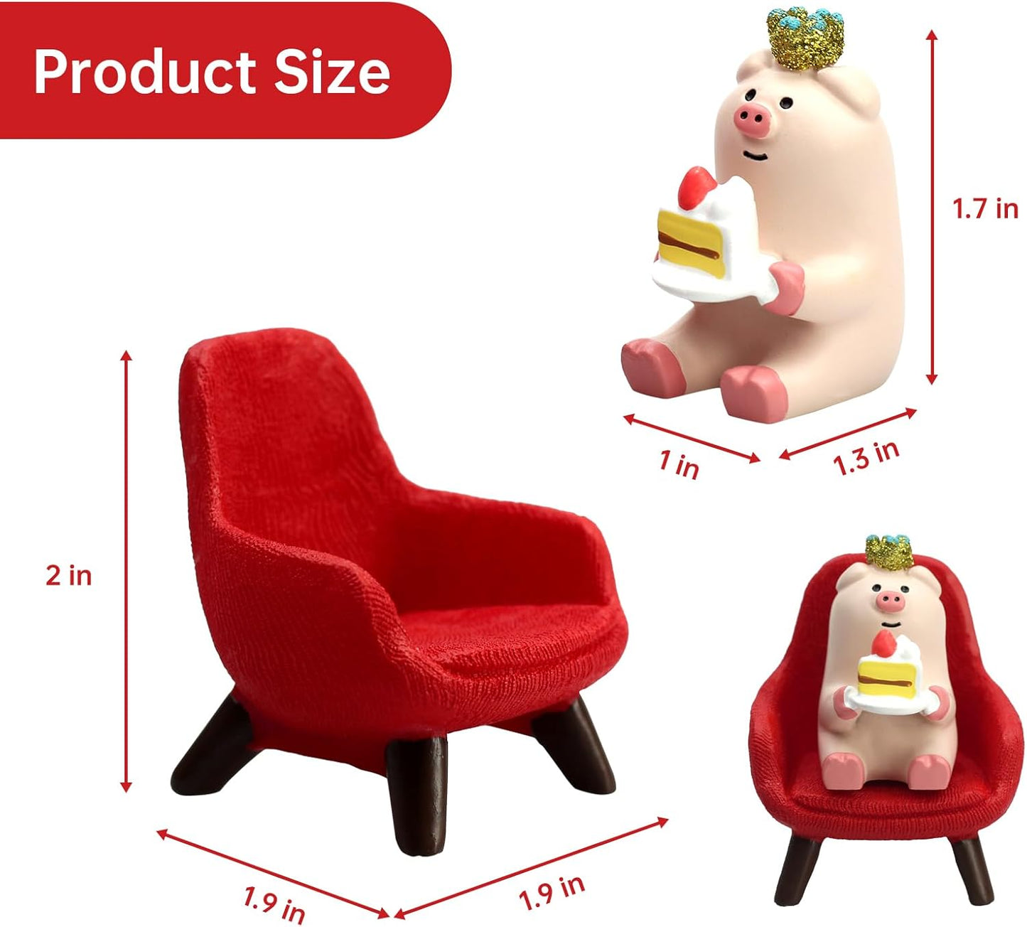 Cute Mini Pig Eating Cake Resin Figurine Apply to for Office, Home Decoration Perfect for Pig Lovers - Red Sofa