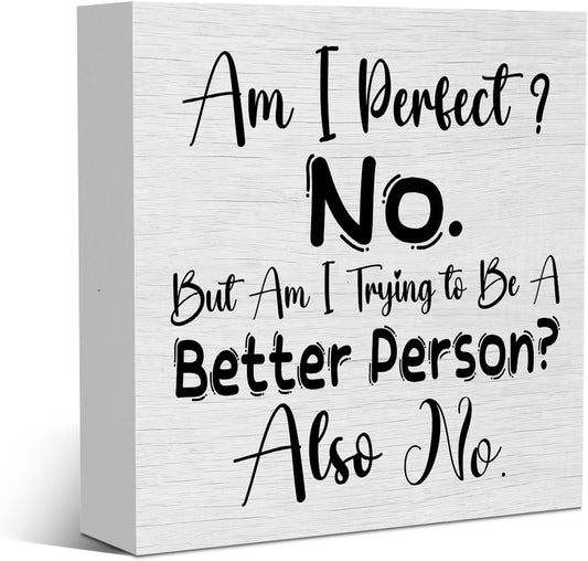 Funny Rustic Wooden Box Sign, Desk Decor Office Decor Supplies Sarcastic Sibling Friend Gifts Desk Accessories for Table Shelf Home Farmhouse Kitchen Decorations Wood Block Plaque Box Welcome Sign