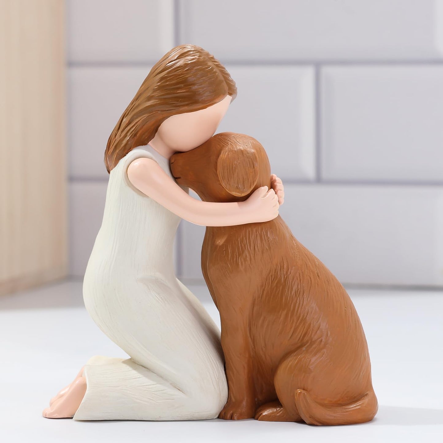 Love My Dog Figurines Statues, Dog Angel Friendship Remembrance Gifts, Sculpted Hand-Painted Figures for Dog Lovers