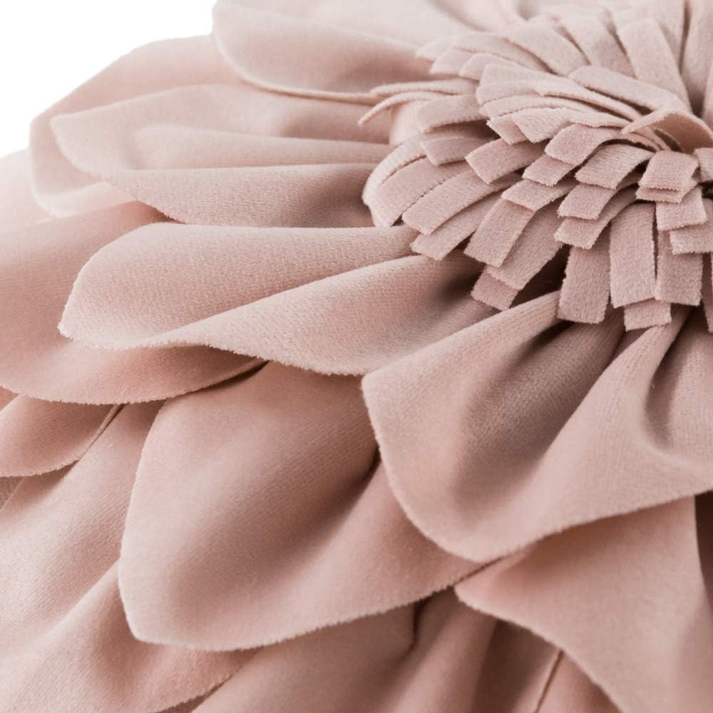 Decorative Throw Pillow 3D Flower Round Pillow Accent Handmade Cushion with Insert for Couch Bed Home Decor 12 Inch (12 inch, Rose Gold)