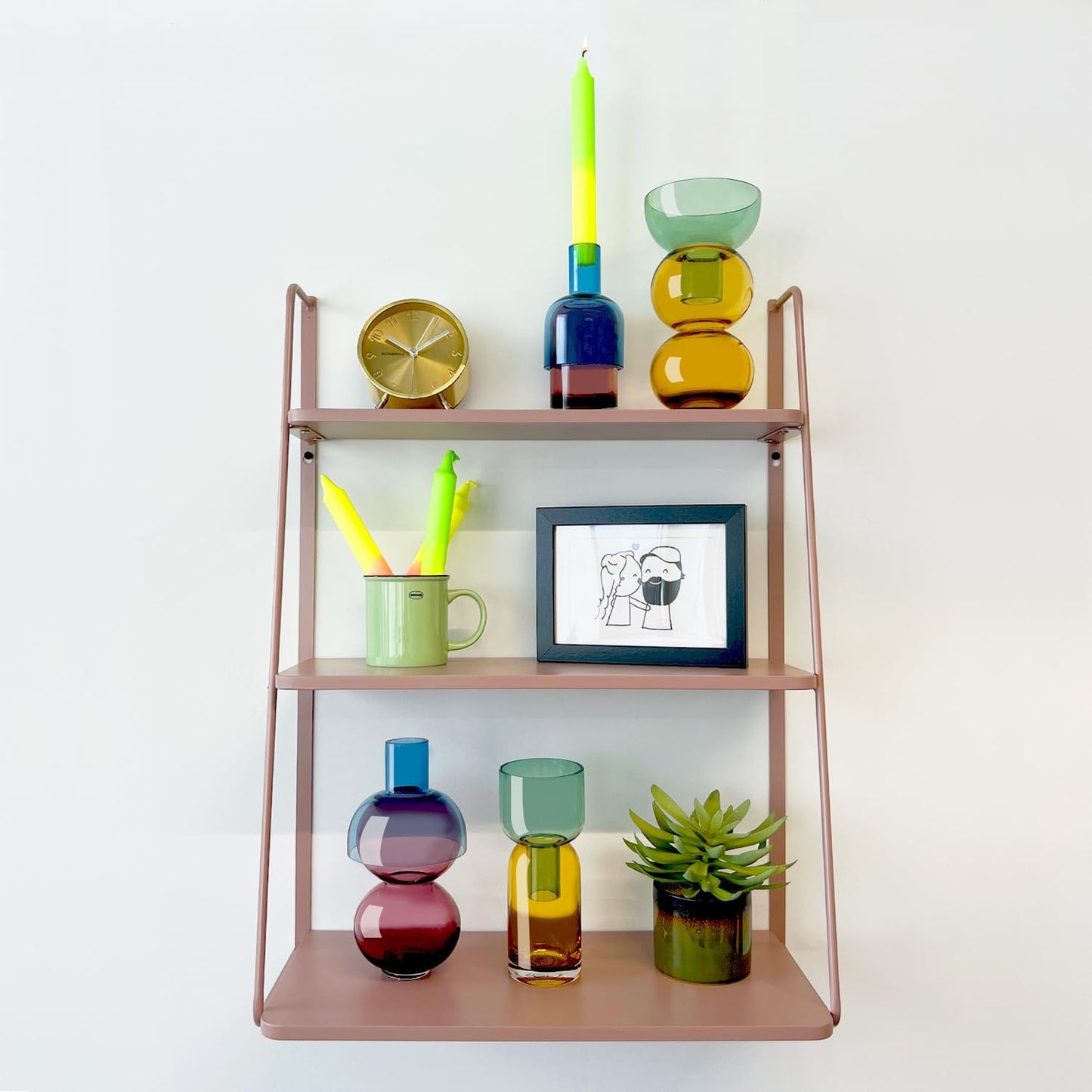 Cloudnola Reversible Glass Flower Vase and Bud Vase Set of 2, Pink & Blue and Green & Yellow, Ideal Gift Set, for Home, Wedding, and Event Décor (Cherry)