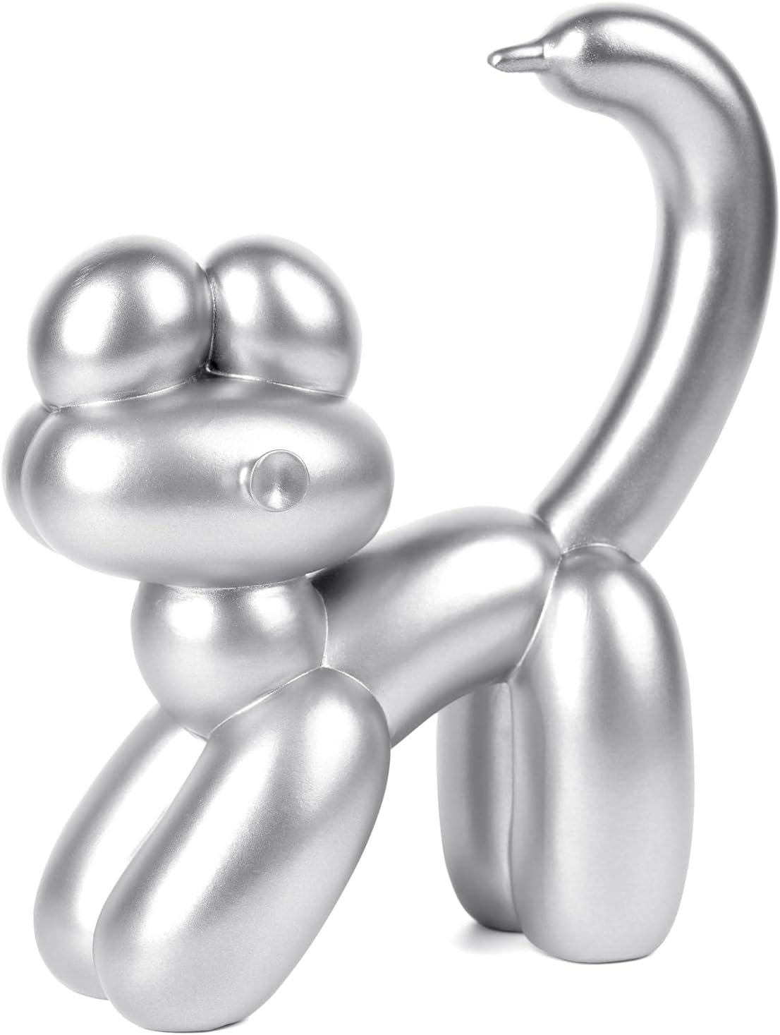 Cute Balloon Cat Statue Decor - 7.8 Inch Modern Cat Statue Ornament, Home Crafts Living Room Desktop Bedroom Sculpture Decoration (Silver, Large)