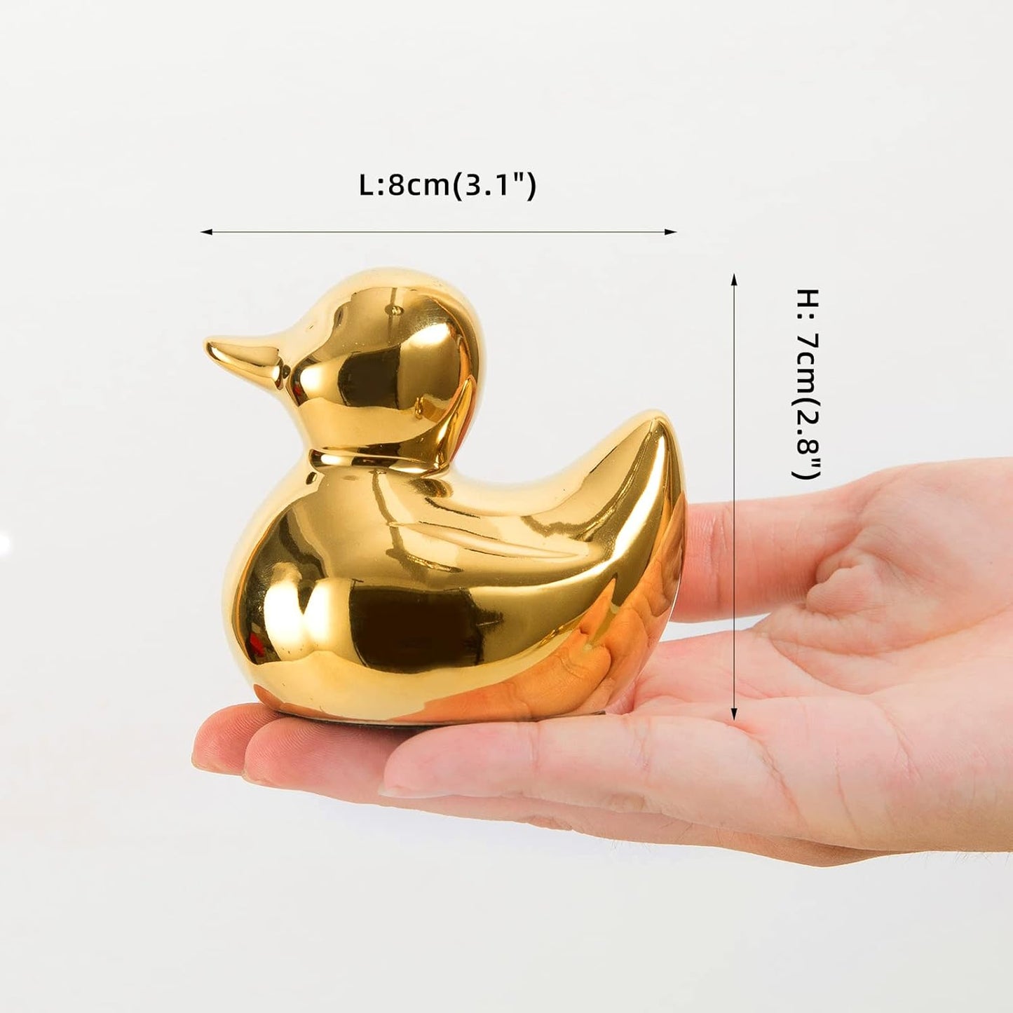 Home Decor Golden Ceramic Duck Figurines, Home Decor Animal Sculptures and Statues Handmade Artware Decor, Mini Duck