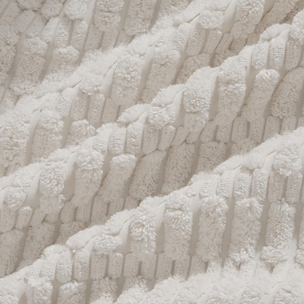 Fancy Homi 4 Packs Pure White Decorative Throw Pillow Covers 24x24 Inch for Living Room Couch Bed, Rustic Modern Farmhouse Boho Home Decor, Soft Plush Corduroy Cute Accent Square Cushion Case 60x60 cm