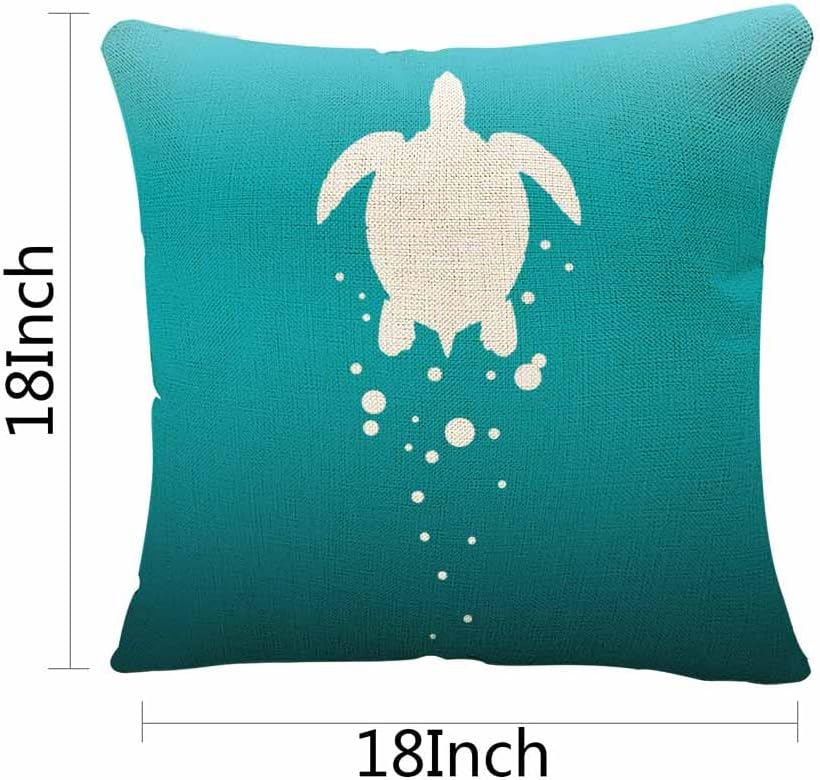 IBILIU Throw Pillow Covers Sea Turtle Amp Bubbles Against Blue-Green Ocean Cushion Pillow Case Home Decor Pillowcase 18x18 Inches