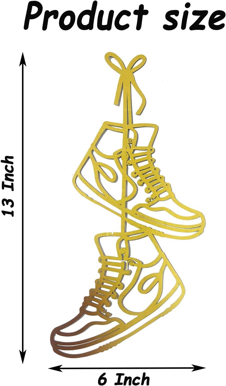 FZFQWRSH Metal Sneaker Wall Sculpture Art - Modern Boys & Teens Room Decor for Bedrooms, Unique Graduation Gift for Sneaker Lovers, Durable Home Décor Accent with Sports Theme