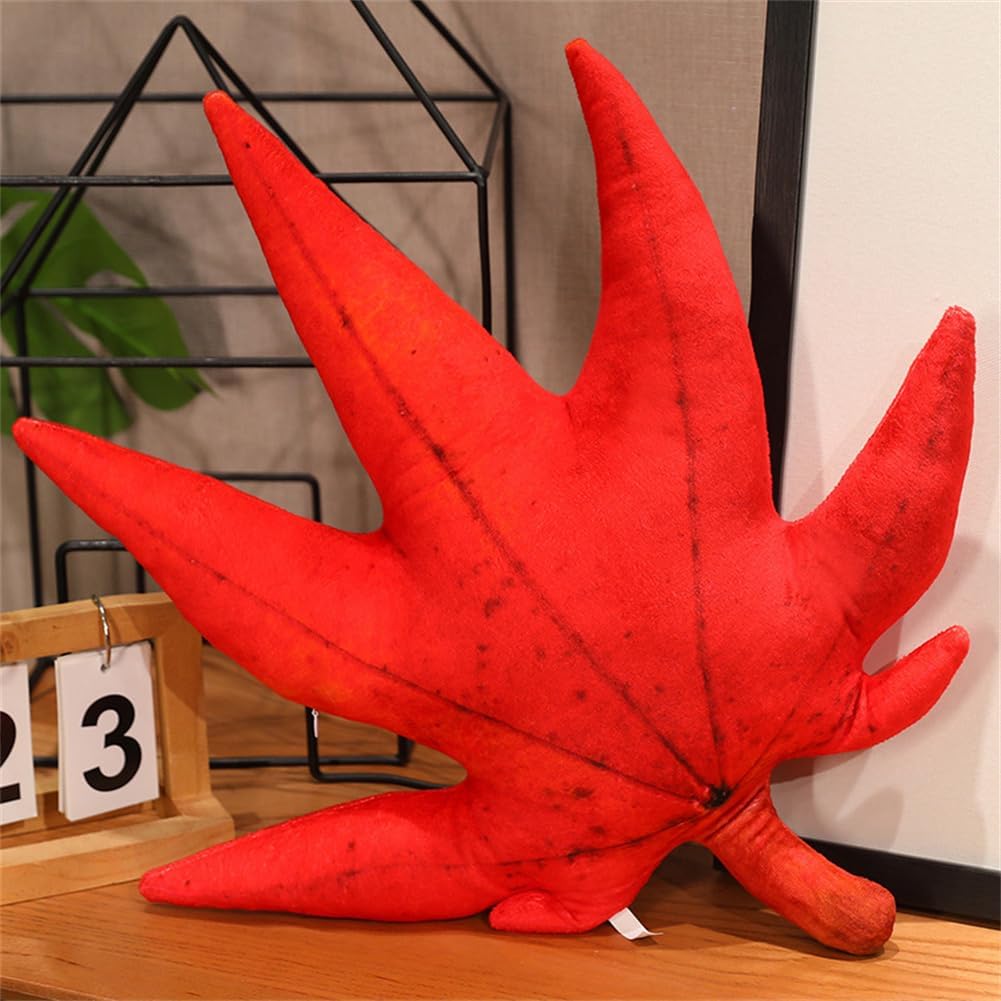 LYFJMUS Leaf Shaped 3D Throw Pillows Soft Plush Maple Leaves Pillow Decorative Pillow for Plant Lovers Aesthetic Cute Pillow for Bed Sofa Car Floor Couch Living Room Bedroom Decor (Maple Leaf)
