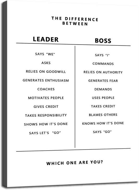 Inspirational Canvas Painting Poster Leader and Boss Leadership Motivational Wall Art Entrepreneur posters Prints Artwork Modern Gym Office Decor Living room Framed Ready to Hang[30″W X 40″H]