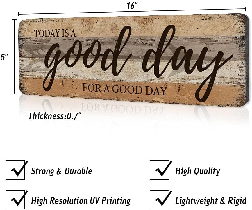Inspirational Wall Art - Today is A Good Day for A Good Day - Decorative Hanging Wood Wall Plaque Sign Farmhouse Wall Art 16x5 Inches