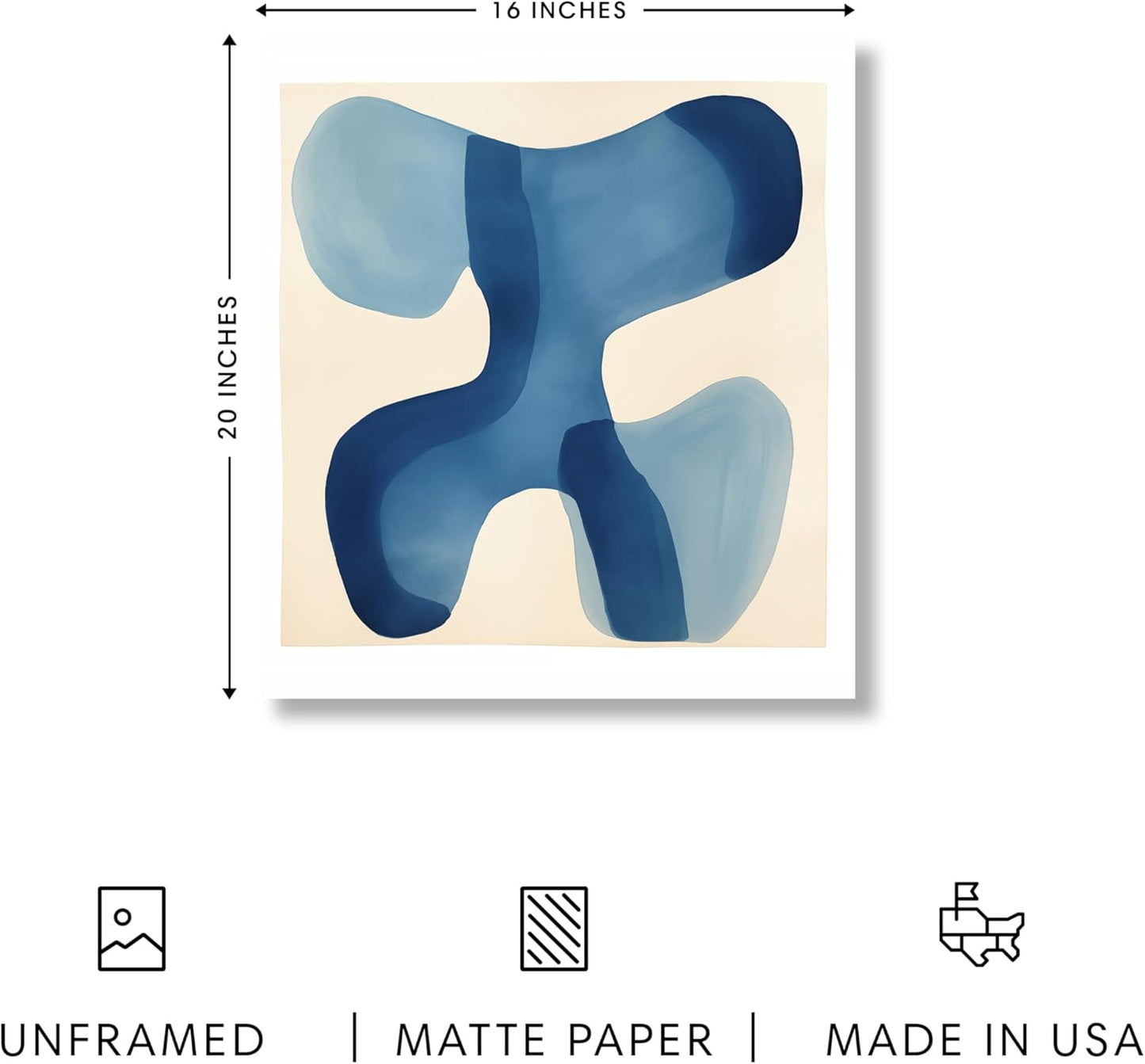 HAUS AND HUES Modern Abstract Wall Art - Blue and Green Living Room Art, Modern Artwork for Walls, Minimalist Picture for Living Room(Blue Shapes, Unframed, 16x20)