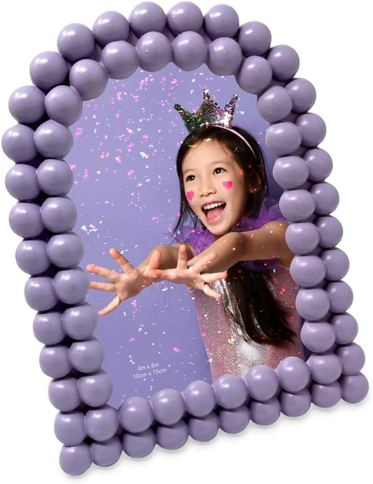 Isaac Jacobs 4x6 Matte Lavender Double Bauble Arch Photo Frame with Black Fabric Easel, Tabletop, Wall-Mountable, Shelf and Desk, Decorative Art Design, Home Décor (4x6, Matte Lavender)