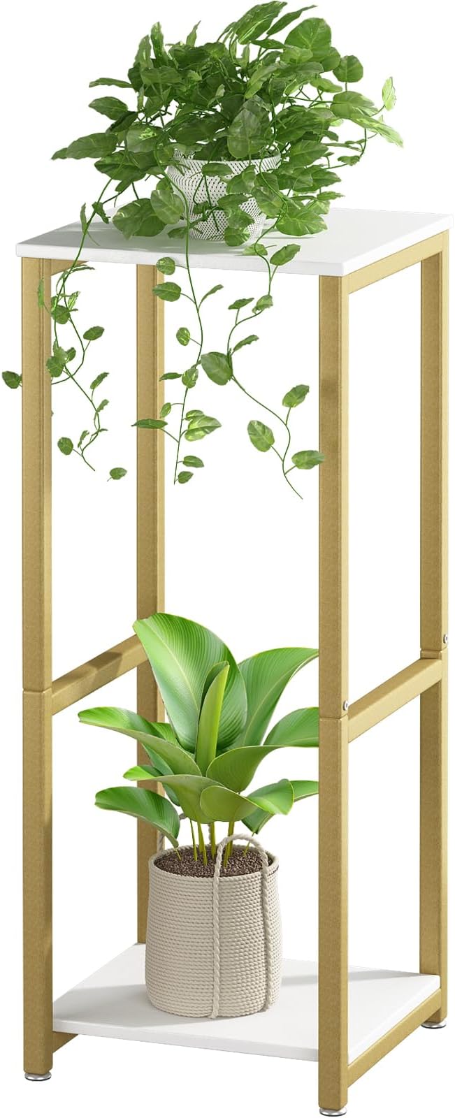 Plant Stand Indoor Corner Tall 2 Tier Metal Modern Flower Storage Plant Shelf Holder for Living Room Balcony Garden,Gold (2 Tier-Gold)