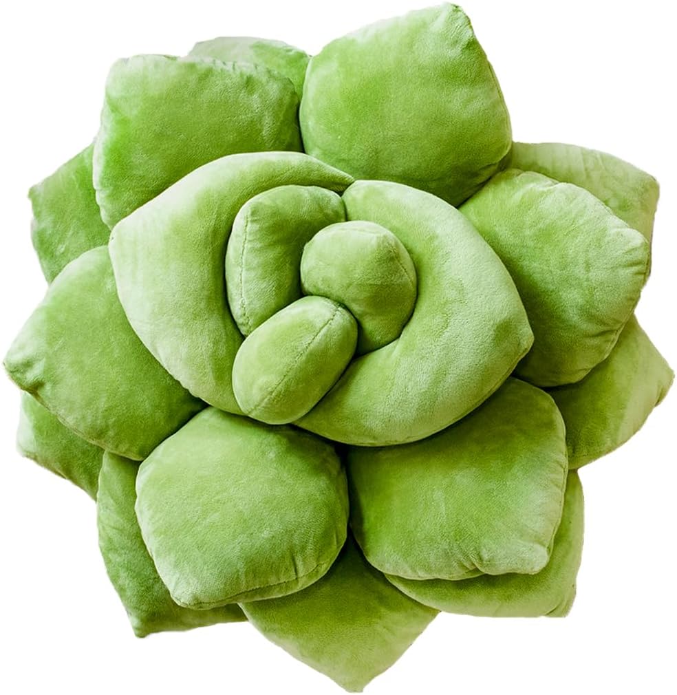 Green Philosophy Co. Succulent® Pillow 16" – Soft 3D Decorative Flower Throw Pillow, Unique Olive Green Plush Flower Cushion, Perfect for Couch, Sofa, Bedroom Decor, Gift for Plant Lovers