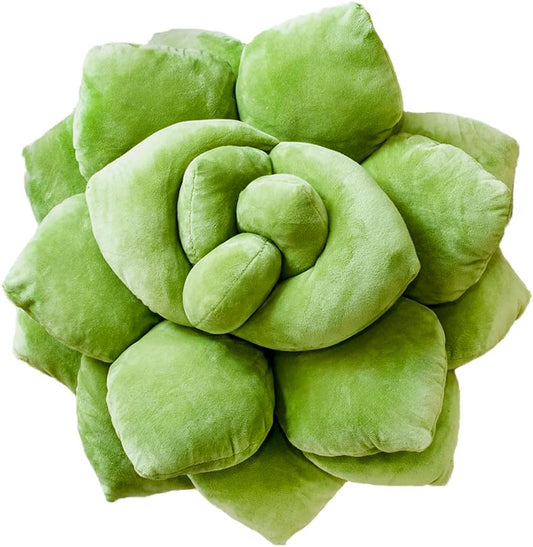 Green Philosophy Co. Succulent® Pillow 16" – Soft 3D Decorative Flower Throw Pillow, Unique Olive Green Plush Flower Cushion, Perfect for Couch, Sofa, Bedroom Decor, Gift for Plant Lovers