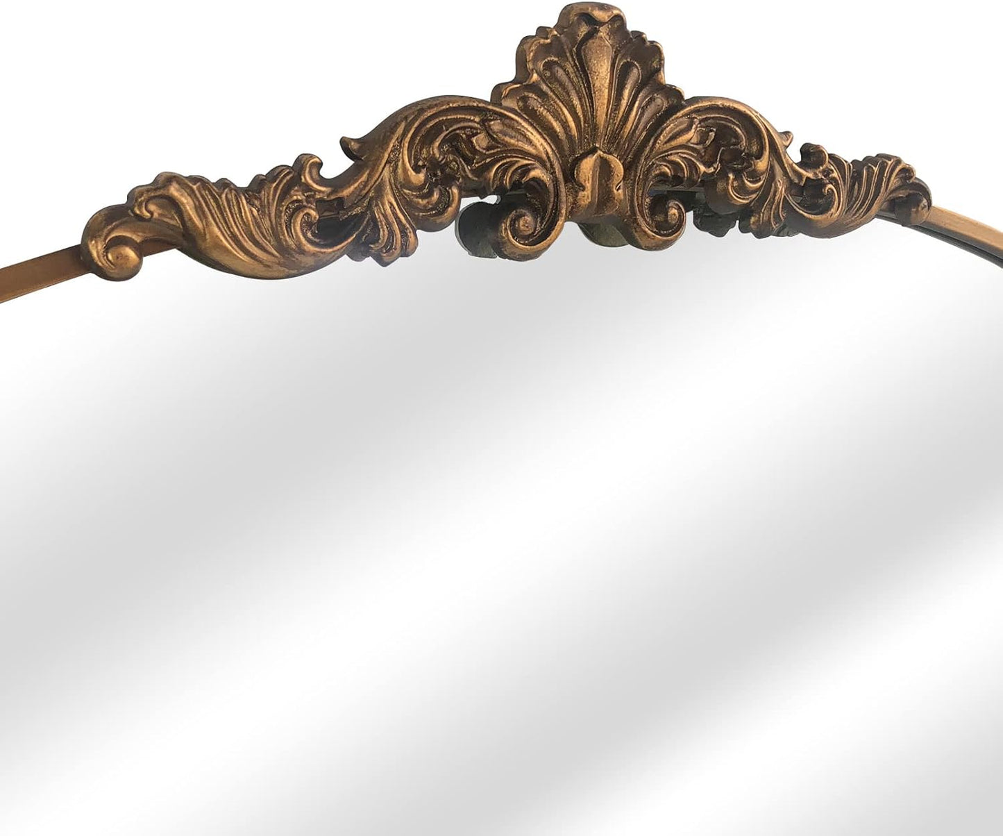Gold Antique Arched Mirror, Victorian Bronze with Full Matel Frame, Wall Arch Mirror for Entryway/Bathroom/Fireplace 36"X30"