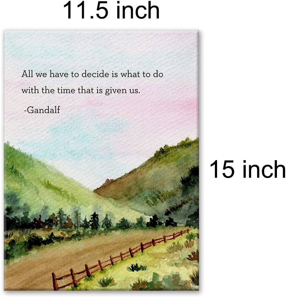 LEXSIVO Watercolor Print Canvas Wall Art Home Decor All We Have to Decide is What to Do with the Time That is Given us Painting 12x15 Canvas Poster Framed Ready to Hang