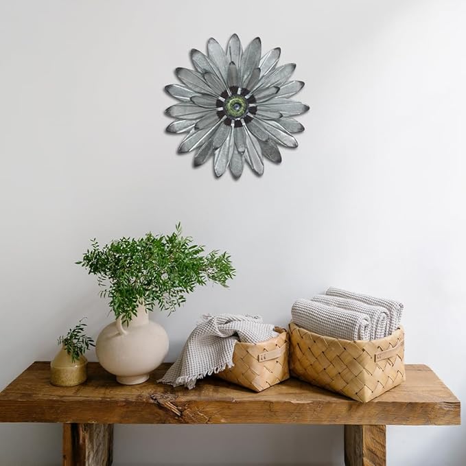 YEAHOME Metal Farmhouse Boho Wall Decor - 16'' Galvanized Wall Art Decorations Hanging for Bedroom, Living Room, Bathroom Office