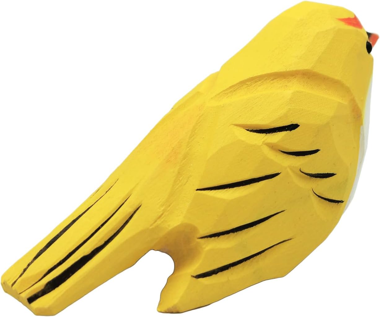 DIYOMR Bird Figurine, Hand Carved Birds Wood Décor, Art Animal Wooden Sculpted Bird with Wood Block, Vivid Bird Statue for Gift Home Table Ornament Decor (Yellow Bird)
