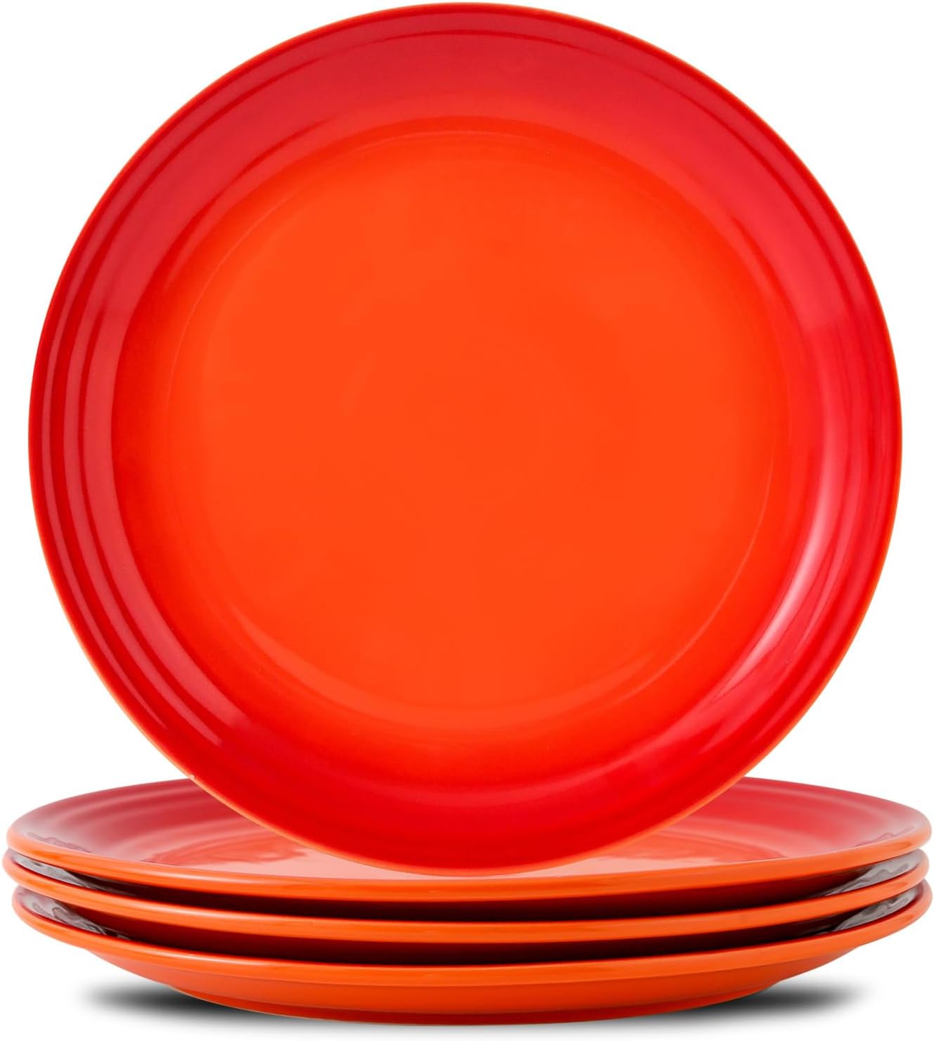 Hasense Ceramic Dinner Plates Set of 4, 10 Inch Premium Dinnerware Dishes,Salad Serving Plates Elegant & Durable, Oven, Microwave & Dishwasher Safe, Perfect for Family and Entertaining,Gradient Orange