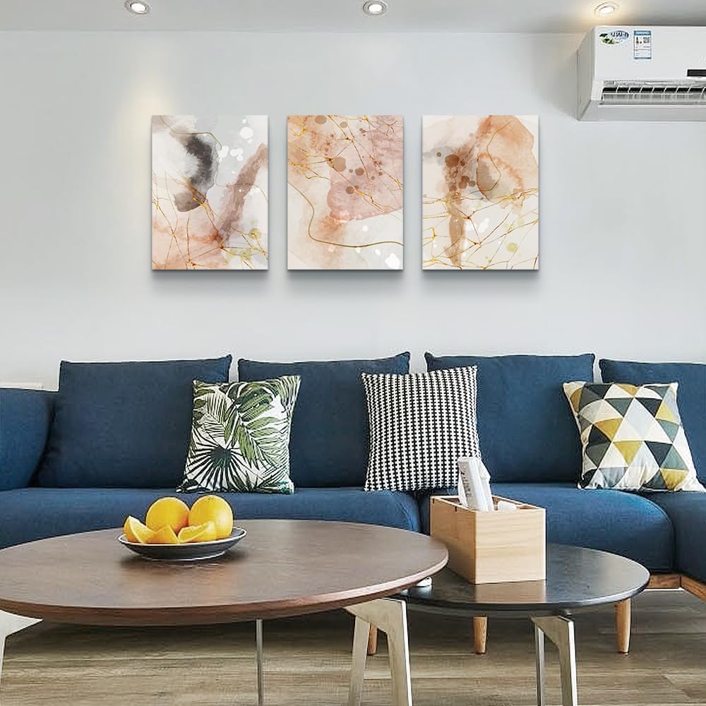 MHARTK66 Boho Wall Decor Living Room Canvas Wall Art for Bedroom Minimalist Abstract Ink Wall Paintings Large Size Wall Decorations for Office Dormitory Wall Pictures Framed Home Decoration 3 Piece